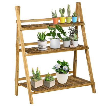 Wooden Folding Flower Pot Stand 3 Tier Garden Planter (80L x 37W x 93H cm)