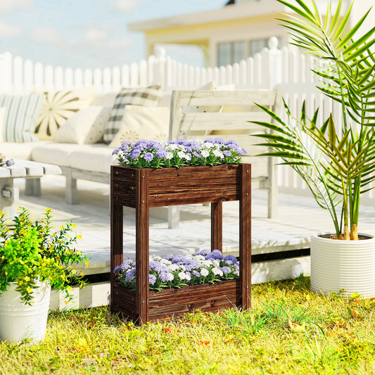 2-Tier Wooden Raised Planter