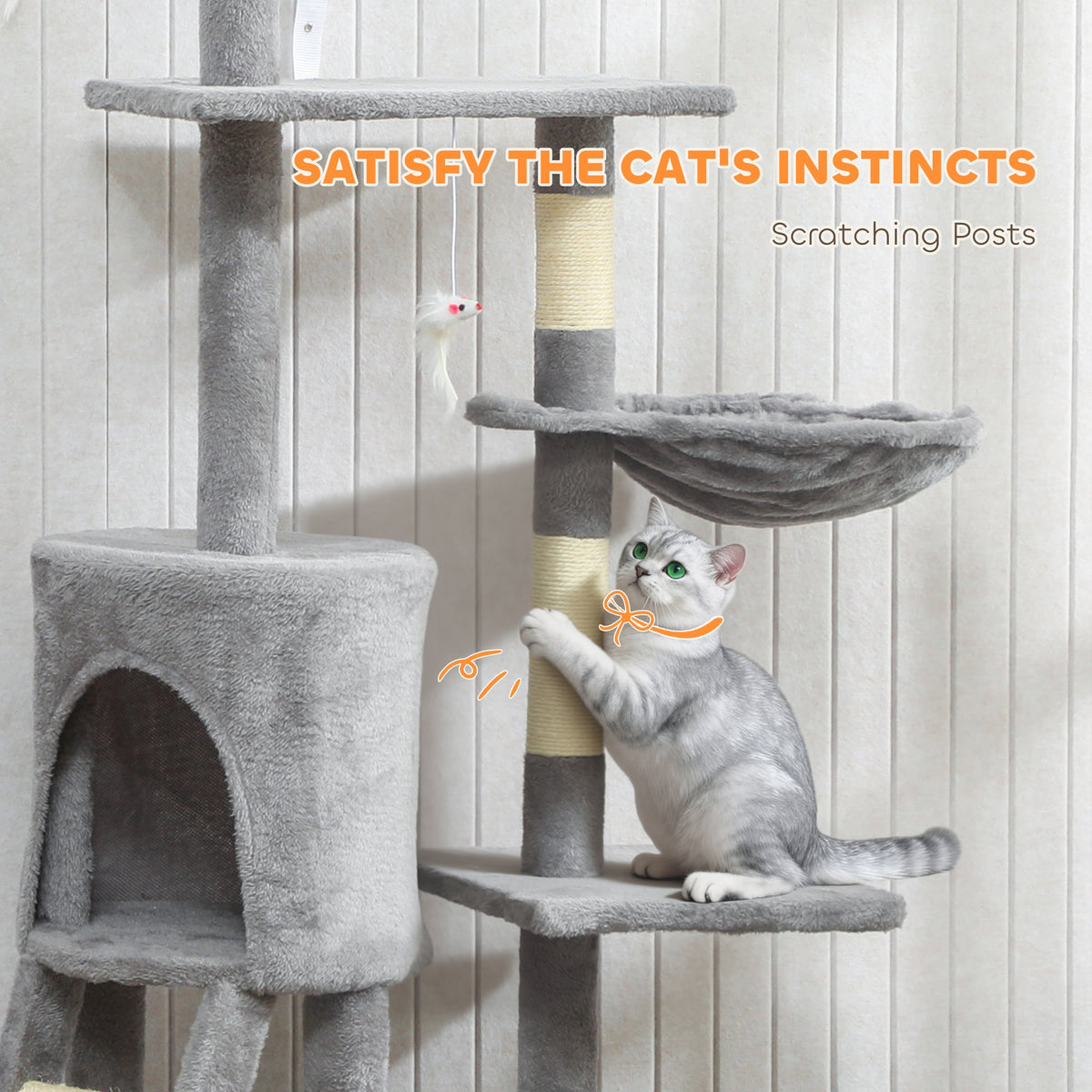 PawHut Multi-Level Cat Tower, 134cm