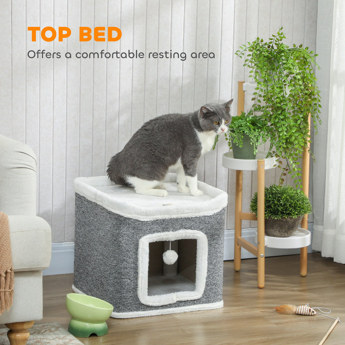 PawHut Cat House for Kittens, Grey