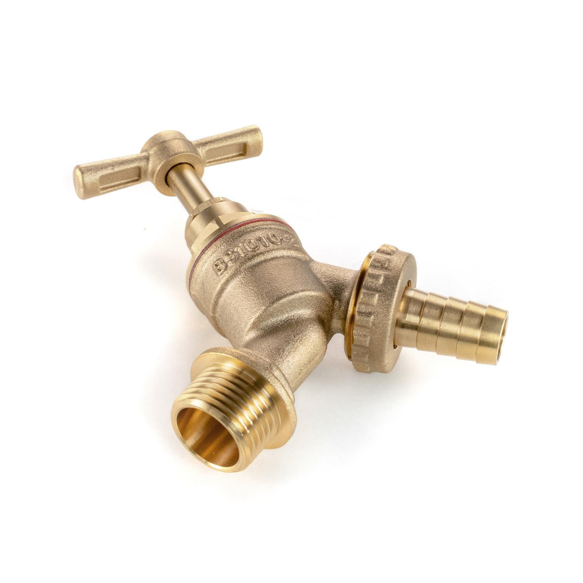 32mm MDPE Tee & Brass Bib Tap – ¾″ Hose Barb