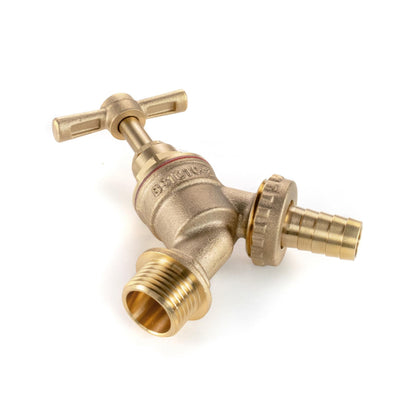 32mm MDPE Tee & Brass Bib Tap – ¾″ Hose Barb