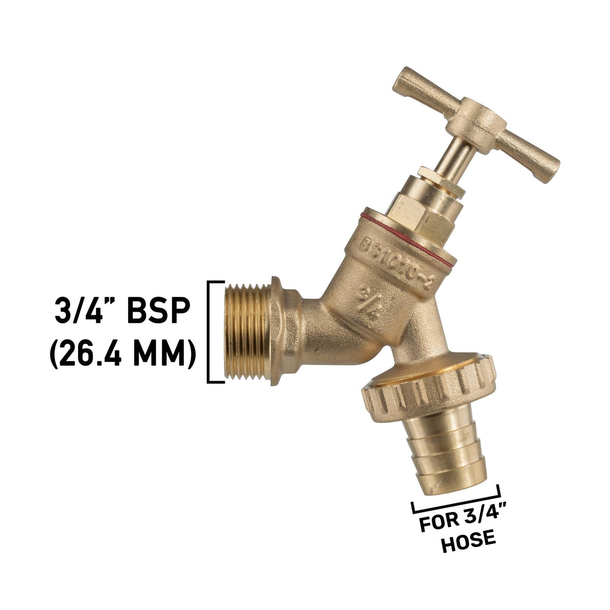 32mm MDPE Tee & Brass Bib Tap – ¾″ Hose Barb