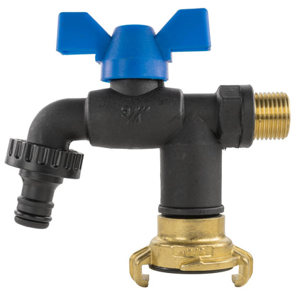 ½″ BSP Nylon Double Garden Tap – Bib Handle & Brass Claw