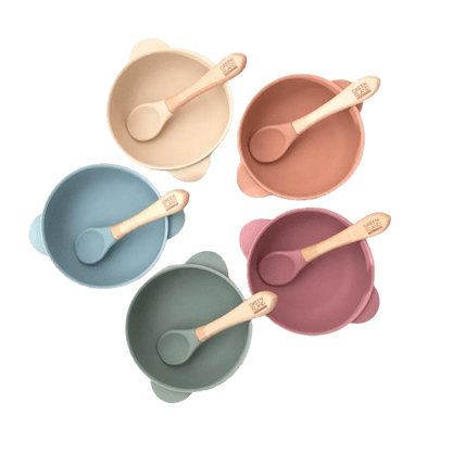 Baby Suction Bowl With Lid & Bamboo Spoon