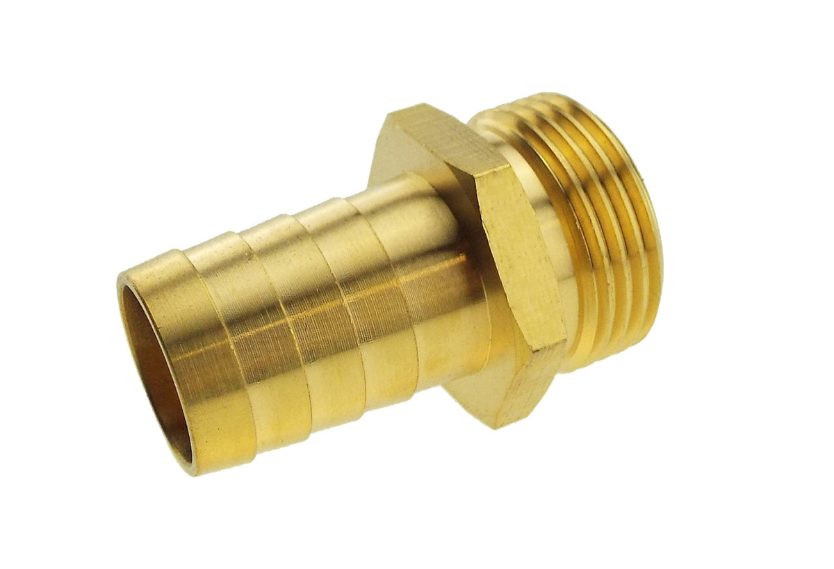 Brass Hose Tail Adapter – 19mm Barb × ¾″ BSP Male