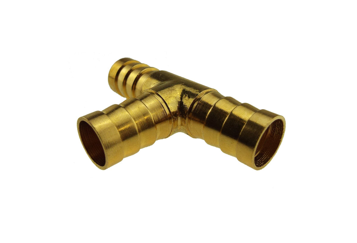 Brass T-Piece Hose Connector – 15mm Barbs