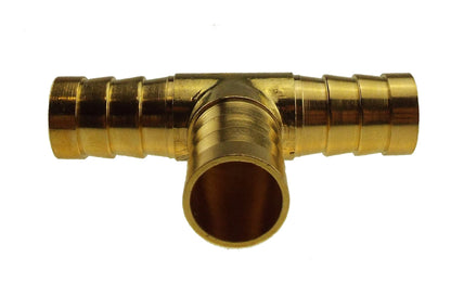 Brass T-Piece Hose Connector – 19mm Barbs