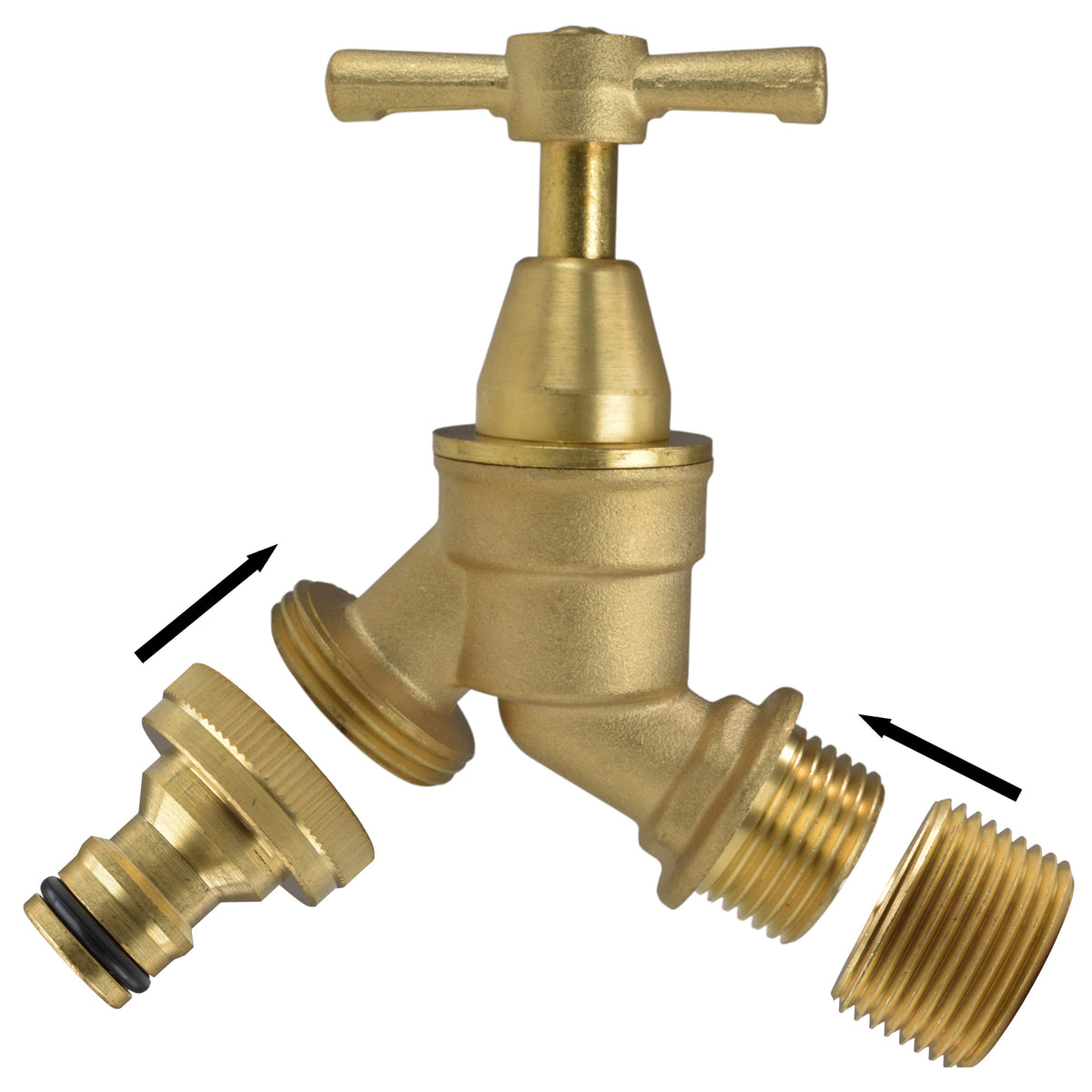 Brass Bib Garden Tap Kit – ½″ / ¾″ BSP Inlet