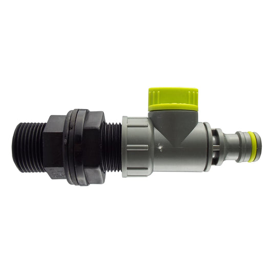 ¾″ BSP Container Drain Kit – Bulkhead & Lime Quick-Connect Valve