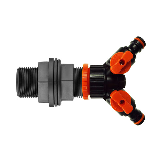 ¾″ BSP Water Butt Kit with Two-Way Valved Hose Splitter