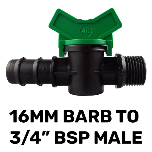 16mm Irrigation Shut-Off Valve × ¾″ BSP male