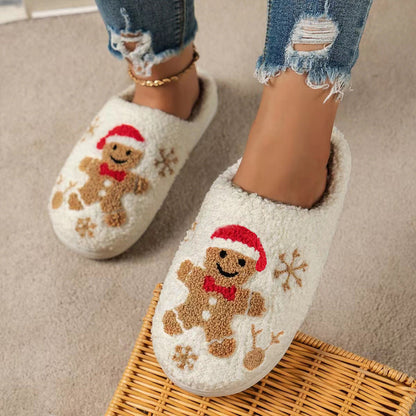 Christmas Snowflake Winter Gingerbread Man Slippers