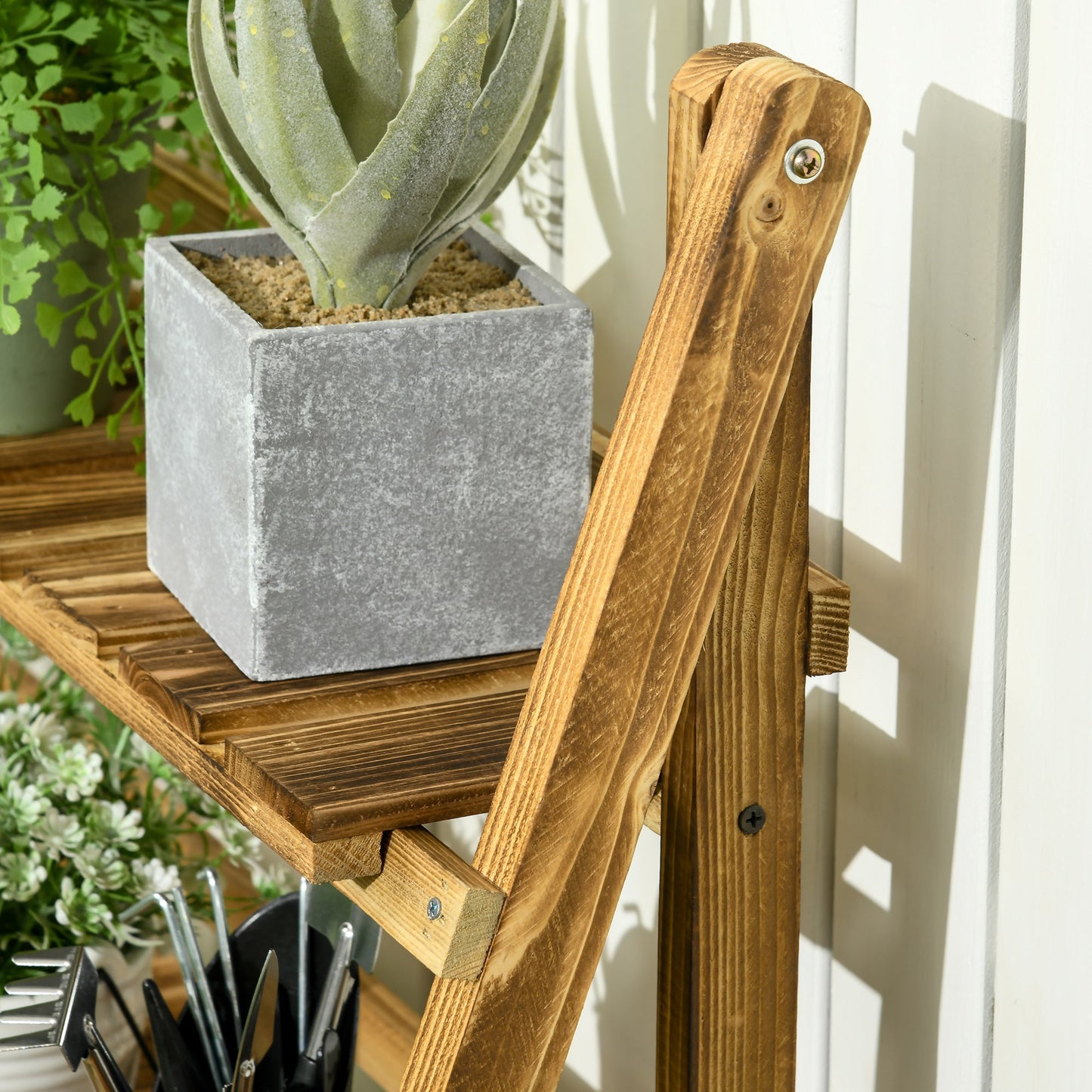 Wooden Folding Flower Pot Stand 3 Tier Garden Planter (80L x 37W x 93H cm)