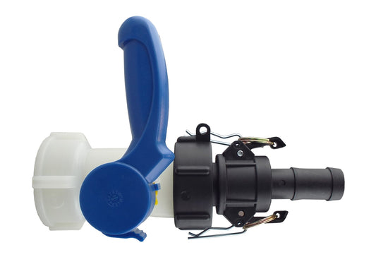 IBC S60X6 Valve Kit – 1″ Hose Tail; supplied fittings shown.
