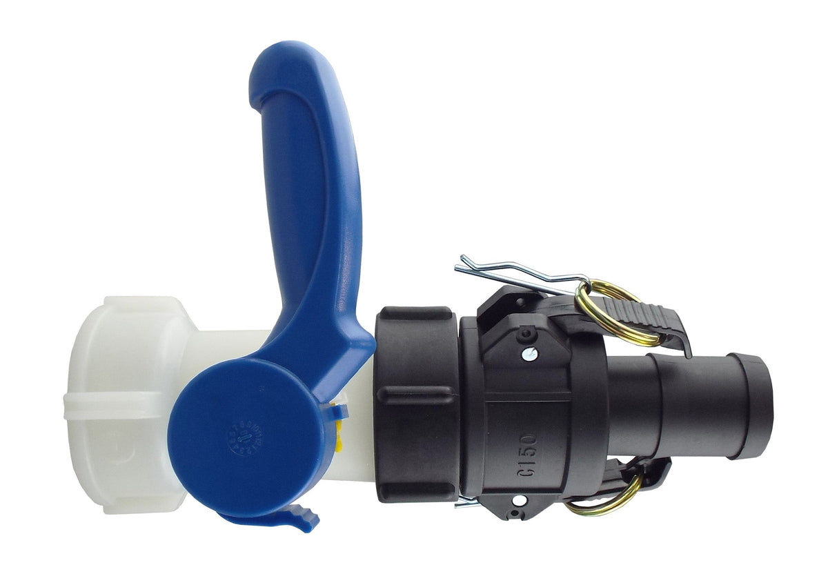 IBC S60X6 Valve Kit – 1½″ Hose Tail; supplied fittings shown.