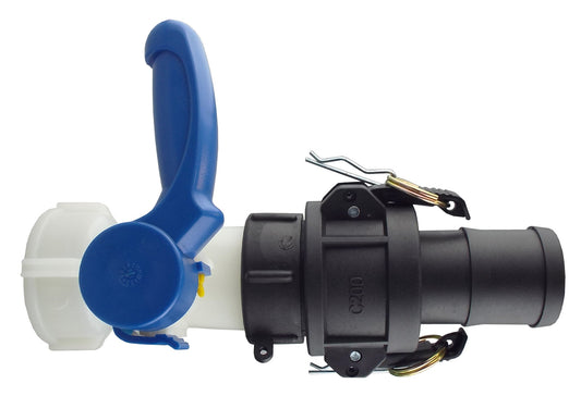 IBC S60X6 Valve Kit – 2″ Hose Tail; supplied fittings shown.