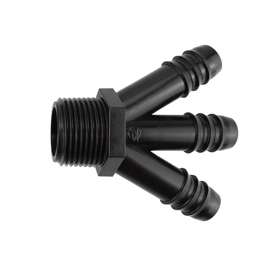 Three Way Y Irrigation 16mm Barbed - 3/4" BSPM Connector