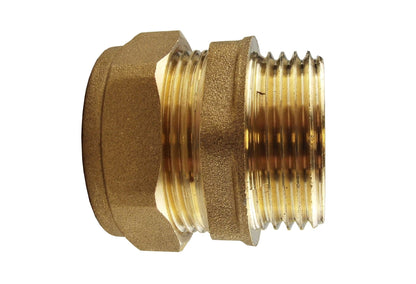 Brass Compression Adapter – 15mm Pipe × ¾″ BSP Male