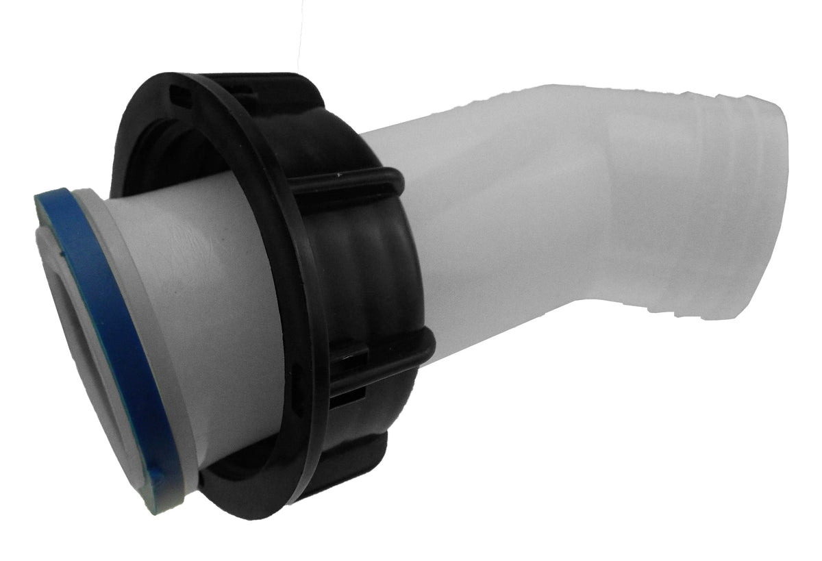 IBC Angled Outlet Spout – S60×6 Female to 2″ Hose Barb