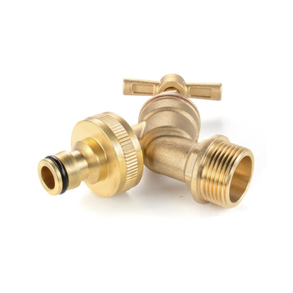 32mm MDPE Tee & Brass Bib Tap – Quick-Connect Outlet