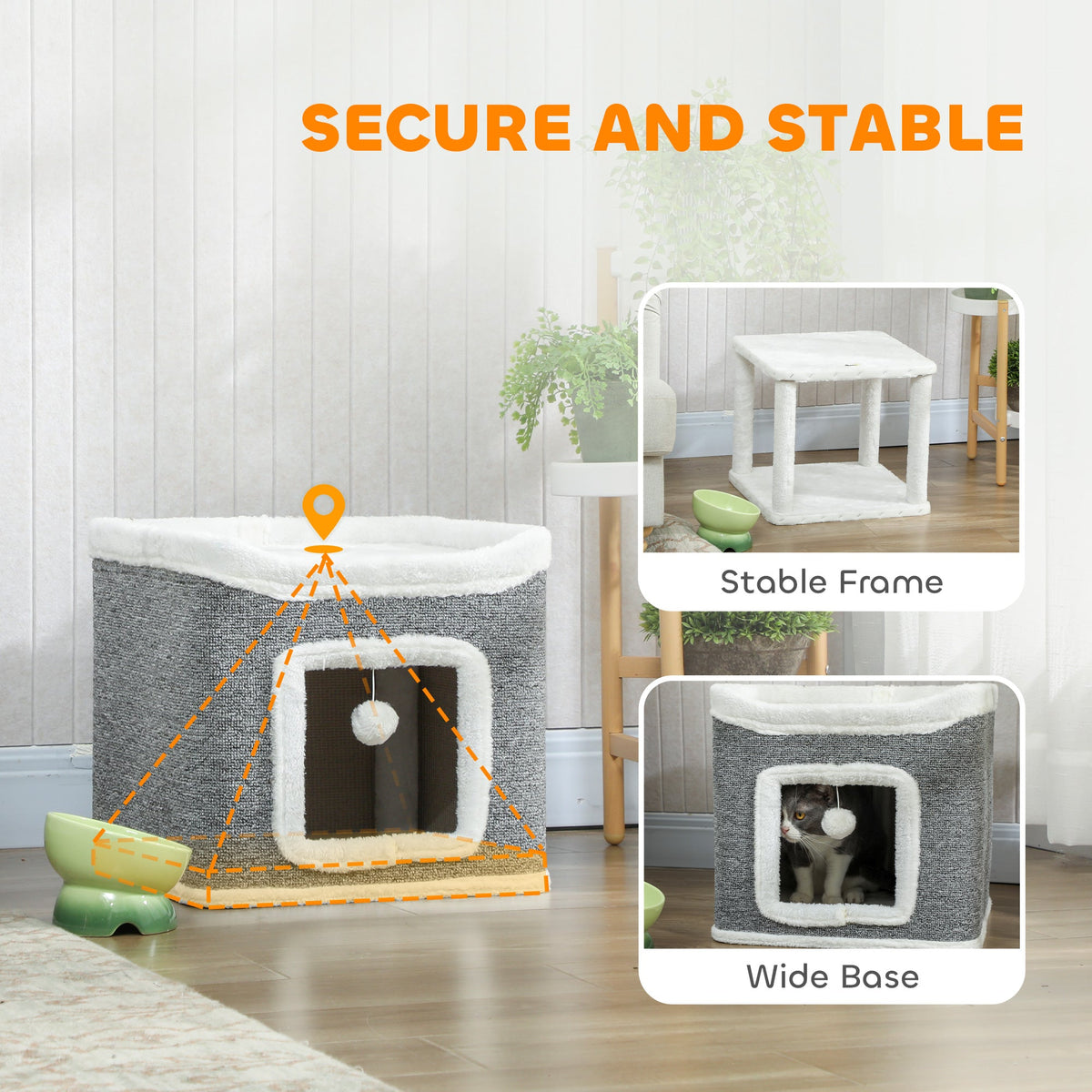 PawHut Cat House for Kittens, Grey