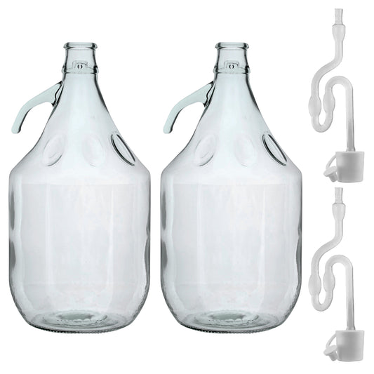 2 × 5L Glass Demijohns – Airlocks & Bungs