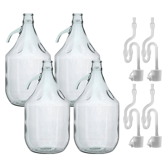 4 × 5L Glass Demijohns – Airlocks & Bungs