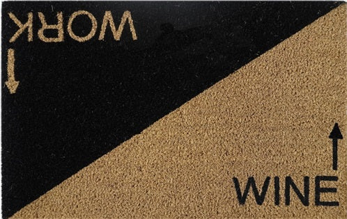'Wine Work' Coir Fibre Doormat with Rubber Backing (60cm x 40cm)