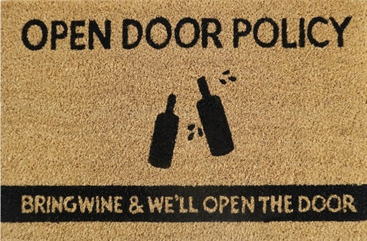 'Bring Wine & We'll Open The Door' Coir Fibre Doormat with Rubber Backing (60cm x 40cm)