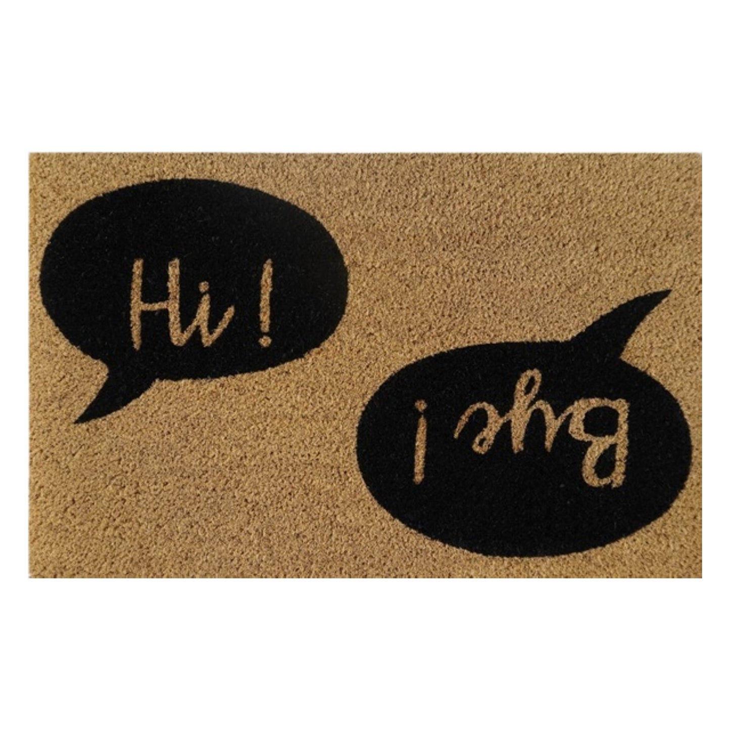 'Hi! Bye!' Coir Fibre Doormat with Rubber Backing (60cm x 40cm)