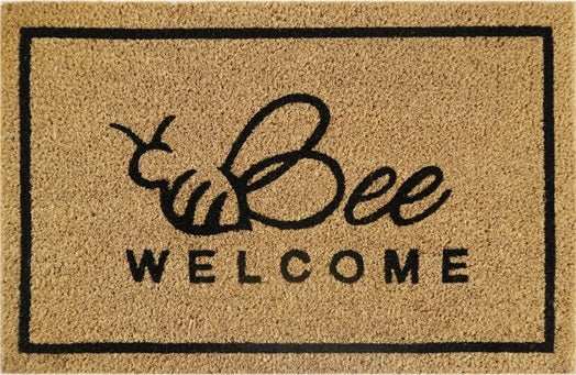 'Bee Welcome' Coir Fibre Doormat with Rubber Backing (60cm x 40cm)