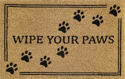 'Wipe Your Paws' Coir Fibre Doormat with Rubber Backing (60cm x 40cm)