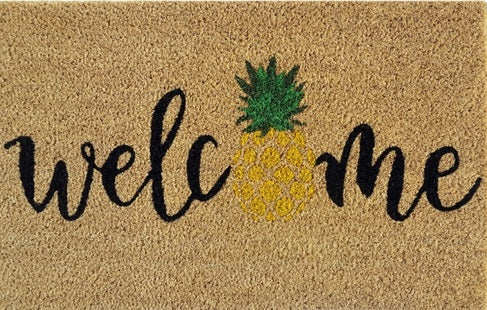 'Welcome' Coir Fibre Doormat with Rubber Backing (60cm x 40cm)