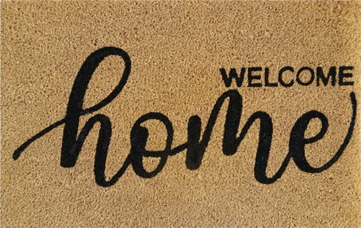 'Welcome Home' Coir Fibre Doormat with Rubber Backing (60cm x 40cm)