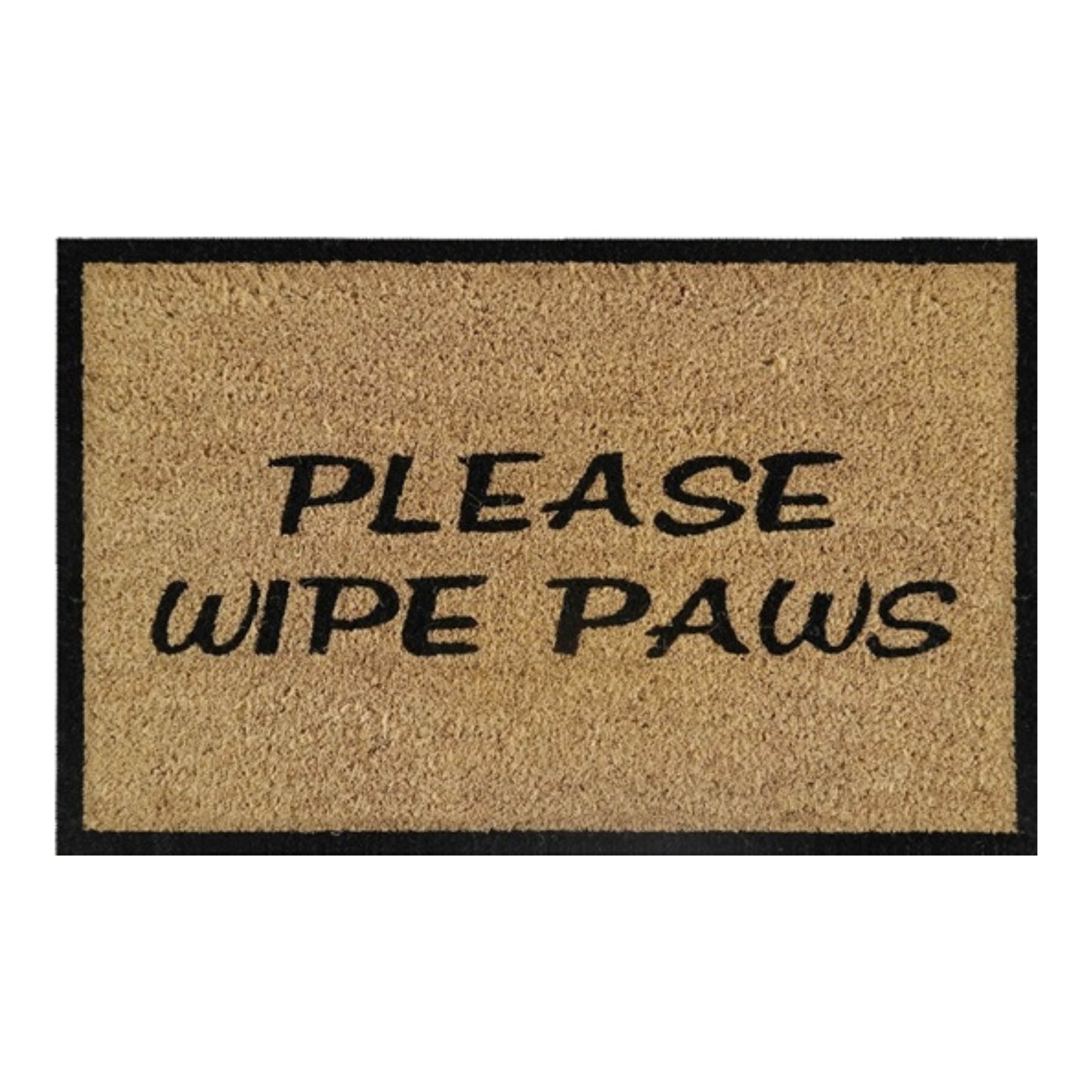 'Please Wipe Paws' Coir Fibre Doormat with Rubber Backing (60cm x 40cm)