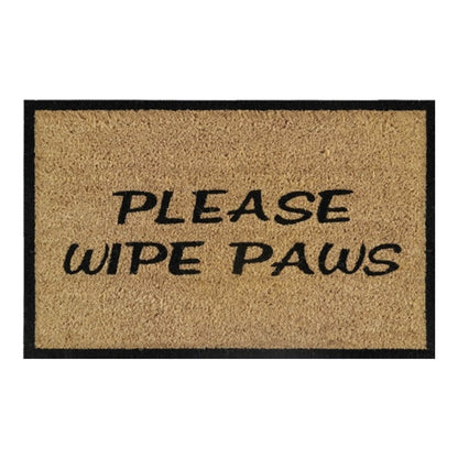 'Please Wipe Paws' Coir Fibre Doormat with Rubber Backing (60cm x 40cm)