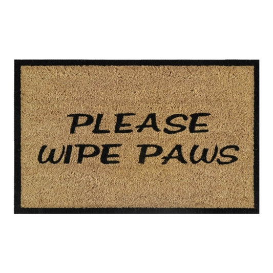 'Please Wipe Paws' Coir Fibre Doormat with Rubber Backing (60cm x 40cm)