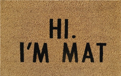 'Hi. I'm Mat' Coir Fibre Doormat with Rubber Backing (60cm x 40cm)