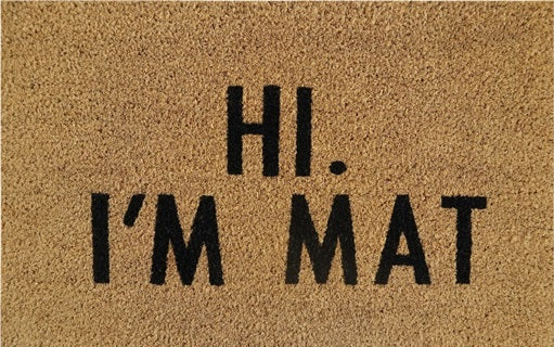 'Hi. I'm Mat' Coir Fibre Doormat with Rubber Backing (60cm x 40cm)