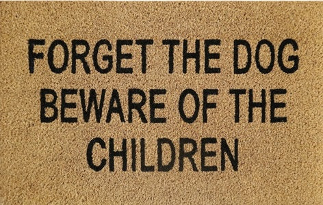 'Beware Of The Children' Coir Fibre Doormat with Rubber Backing (60cm x 40cm)