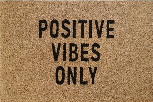 'Positive Vibes Only' Coir Fibre Doormat with Rubber Backing (60cm x 40cm)