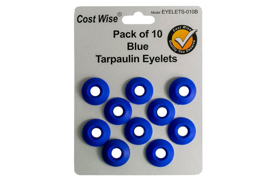 Blue Snap-On Plastic Tarpaulin Eyelets – Pack of 10