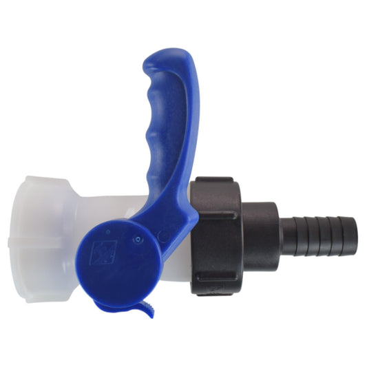 IBC S60×6 Outlet Valve Kit – 1″ Hose Tail, Blue Handle
