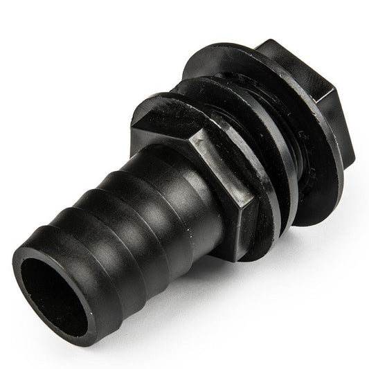 ¾″ BSP Male Tank Connector with 1″ Hose Barb, Nut & Washer