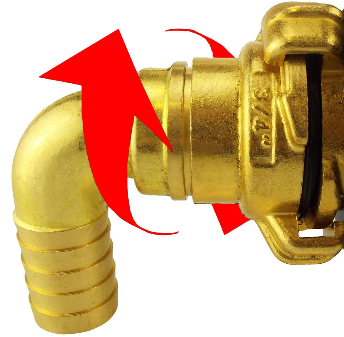 Brass Geka-Type Swivel Elbow – 19mm (¾″) Hose Barb