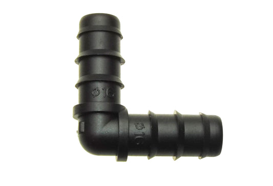16mm Irrigation Pipe Elbow – 90° Barbed Connector