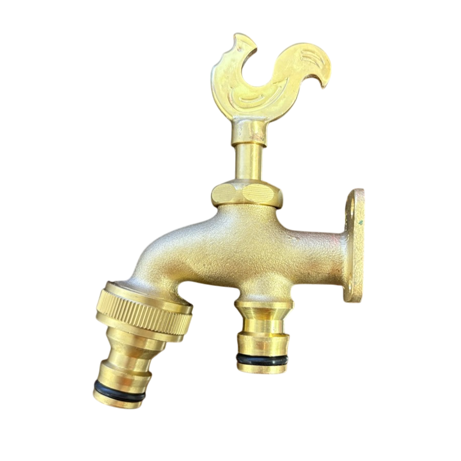 Brass Rooster Garden Tap – Quick Inlet & Outlet