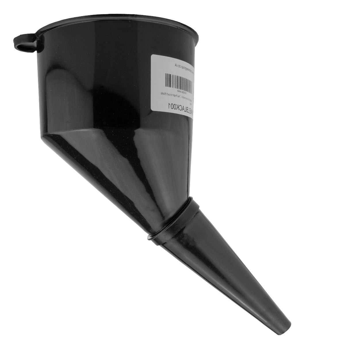 Angled Plastic Funnel with Mesh Filter – Black