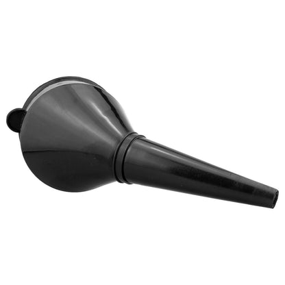 Angled Plastic Funnel with Mesh Filter – Black